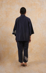 Load image into Gallery viewer, Blue Cotton Silk Embroidered Coord Set
