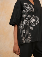 Load image into Gallery viewer, Black Cotton Silk Easy Fit Coord Set
