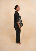 Load image into Gallery viewer, Black Cotton Silk Easy Fit Coord Set
