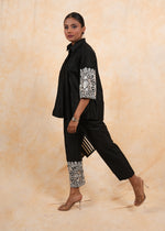 Load image into Gallery viewer, Black Pleated Coord Set in Cotton Silk Fabric
