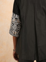 Load image into Gallery viewer, Black Pleated Coord Set in Cotton Silk Fabric
