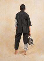 Load image into Gallery viewer, Black Pleated Coord Set in Cotton Silk Fabric
