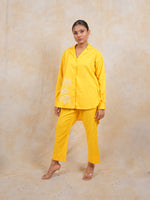 Load image into Gallery viewer, Breezy Yellow Linen Embroidered Coord Set
