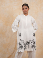 Load image into Gallery viewer, White Embroidered Cotton Silk Co-ord Set
