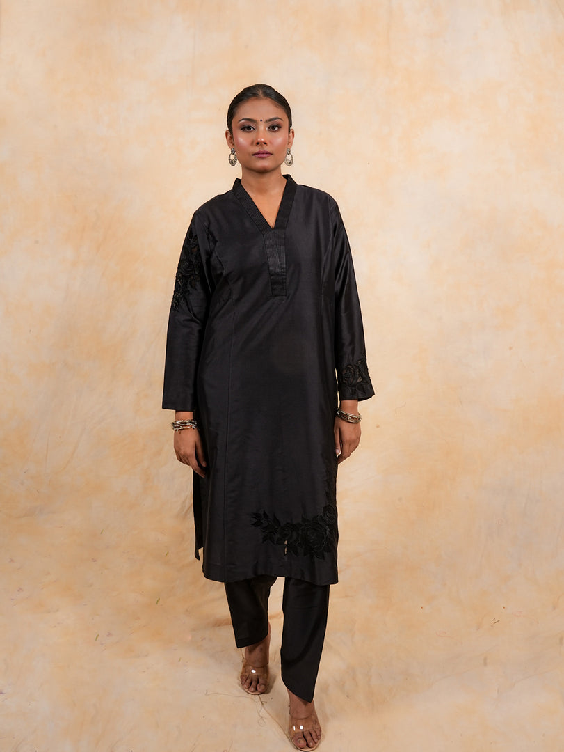 Black Princess Cut A Line Suit Without Dupatta