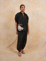 Load image into Gallery viewer, Black Cotton Silk Coord Set
