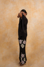 Load image into Gallery viewer, Black Satin Organza Cape Style Co-ord Set
