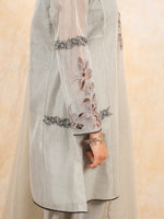 Load image into Gallery viewer, Grey A line Embroidered Suit with Tulip Pant and Dupatta
