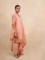 Load image into Gallery viewer, Peach Super Net Resham Embroidery Suit with Pleated Salwar
