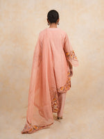 Load image into Gallery viewer, Peach Super Net Resham Embroidery Suit with Pleated Salwar
