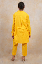 Load image into Gallery viewer, Breezy Yellow Linen Embroidered Coord Set
