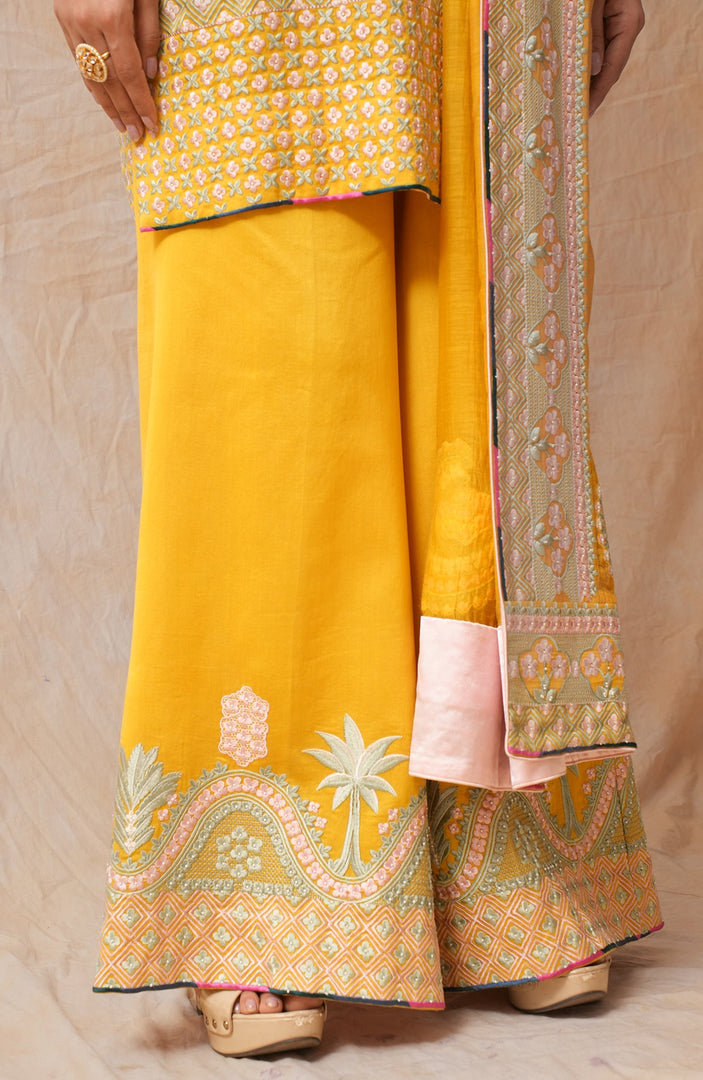 Yellow Hand Woven Chanderi Suit