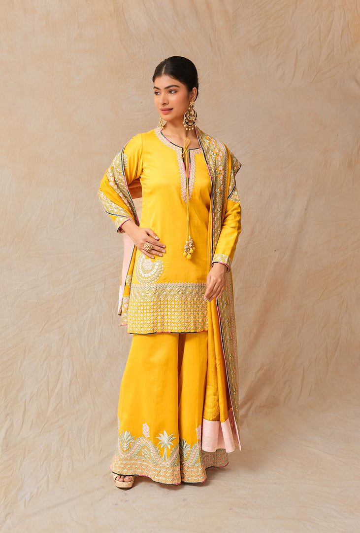 Yellow Hand Woven Chanderi Suit