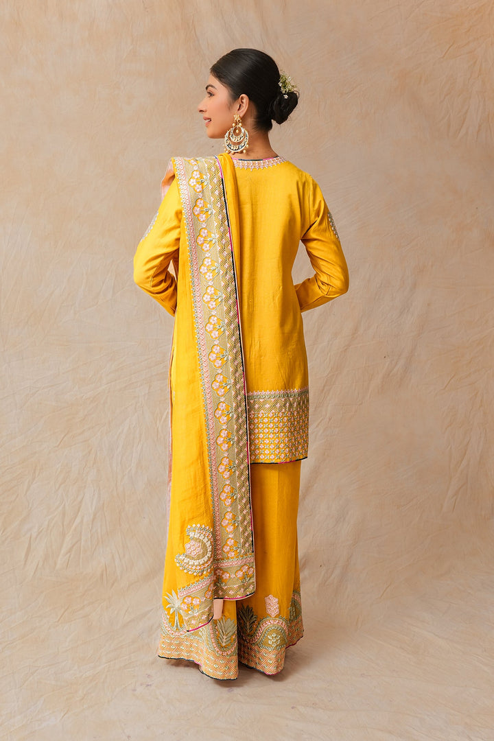 Yellow Hand Woven Chanderi Suit