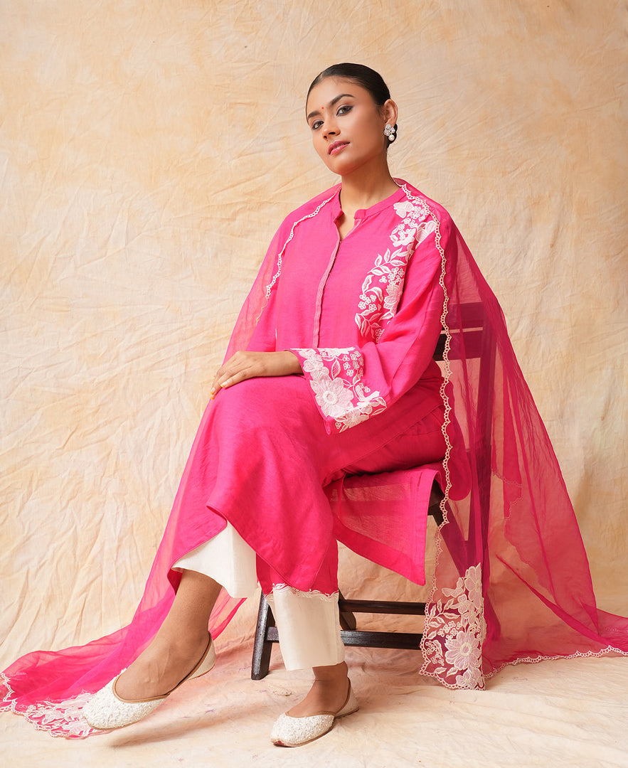 Fuschia Pink Straight Palazo Suit