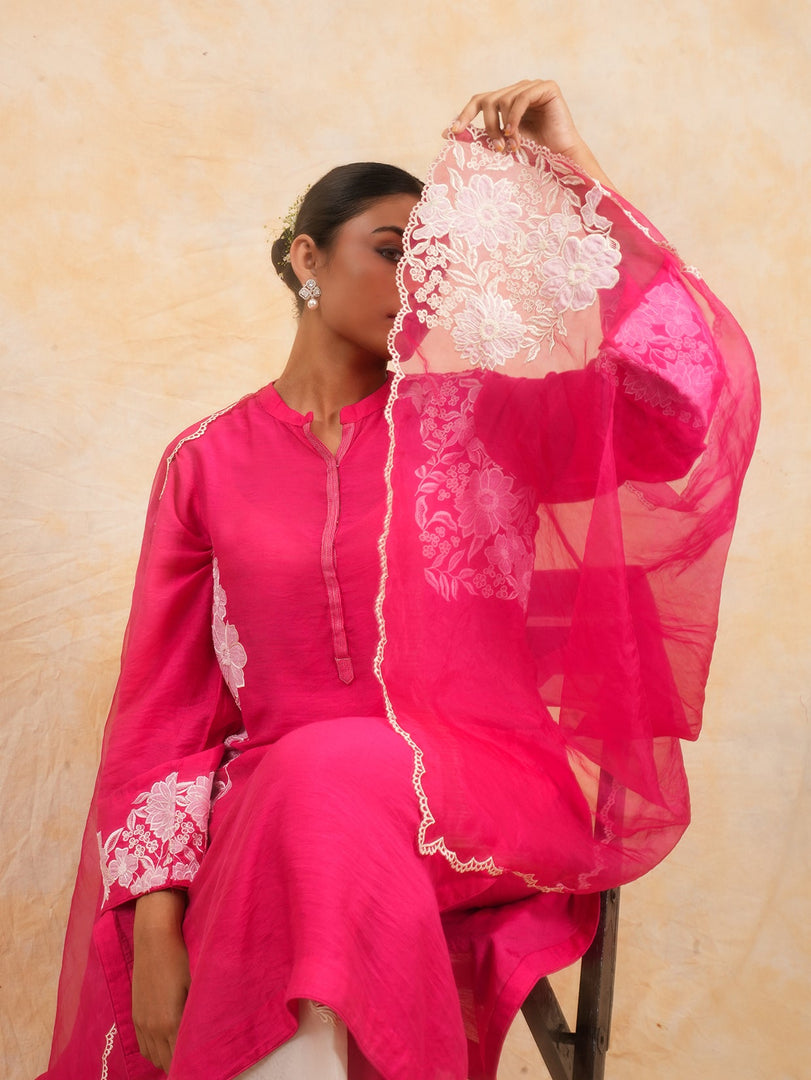 Fuschia Pink Straight Palazo Suit