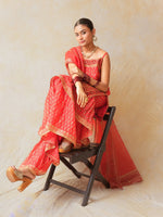 Load image into Gallery viewer, Red Hand Block Printed Kurta With Pleated Garara
