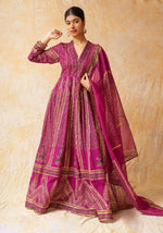 Load image into Gallery viewer, Wine Colour Hand Block Printed Anarkali With Dupatta
