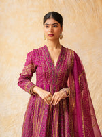 Load image into Gallery viewer, Wine Colour Hand Block Printed Anarkali With Dupatta
