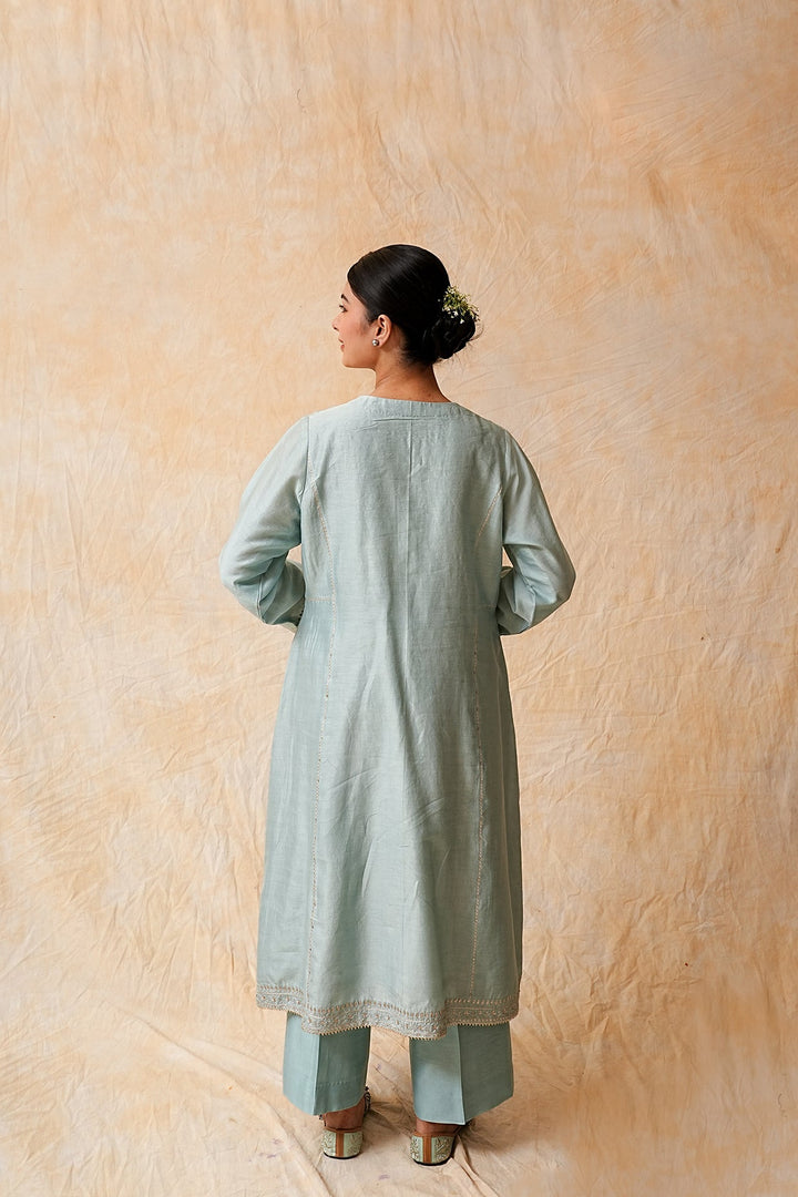 Powder Blue Hand Woven Chanderi Suit