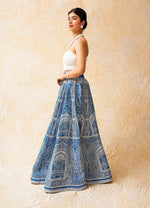 Load image into Gallery viewer, Blue Digital Print Pichwai Theme Lehnga with Corset Top and Dupatta
