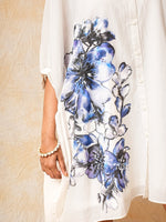 Load image into Gallery viewer, White Hand Painted Floral Tunic Dress
