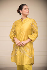 Load image into Gallery viewer, Mustard Embroidered Co-ord Set Pichwai Theme
