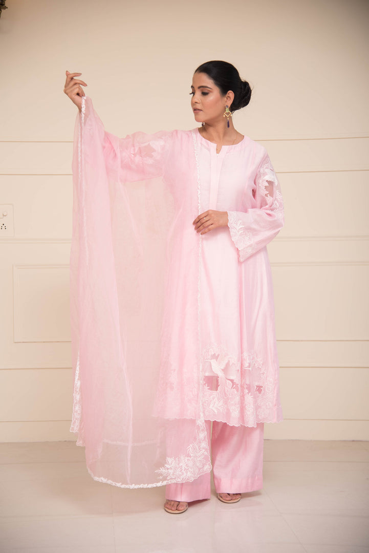 Light Pink Applique Embroidery Pichwai Theme Suit