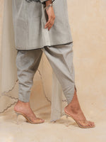 Load image into Gallery viewer, Grey A line Embroidered Suit with Tulip Pant and Dupatta
