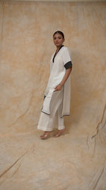 Load and play video in Gallery viewer, White Cotton Silk Embroidered Kurta with Pants
