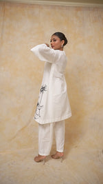 Load and play video in Gallery viewer, White Embroidered Cotton Silk Co-ord Set
