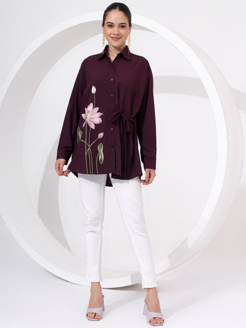Shaded Resham Embroidery One Side Tie up In Front - Image 2