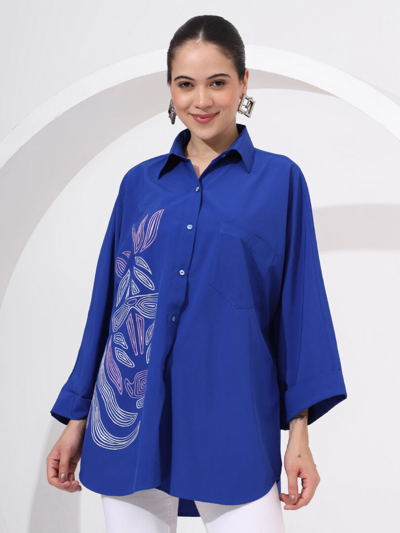 Anti Fit Shirt Abstract Resham Embroidery
