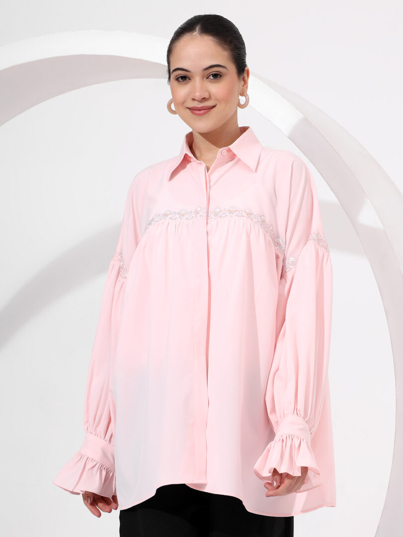 Delicate Resham Embroidery Pleated shirt