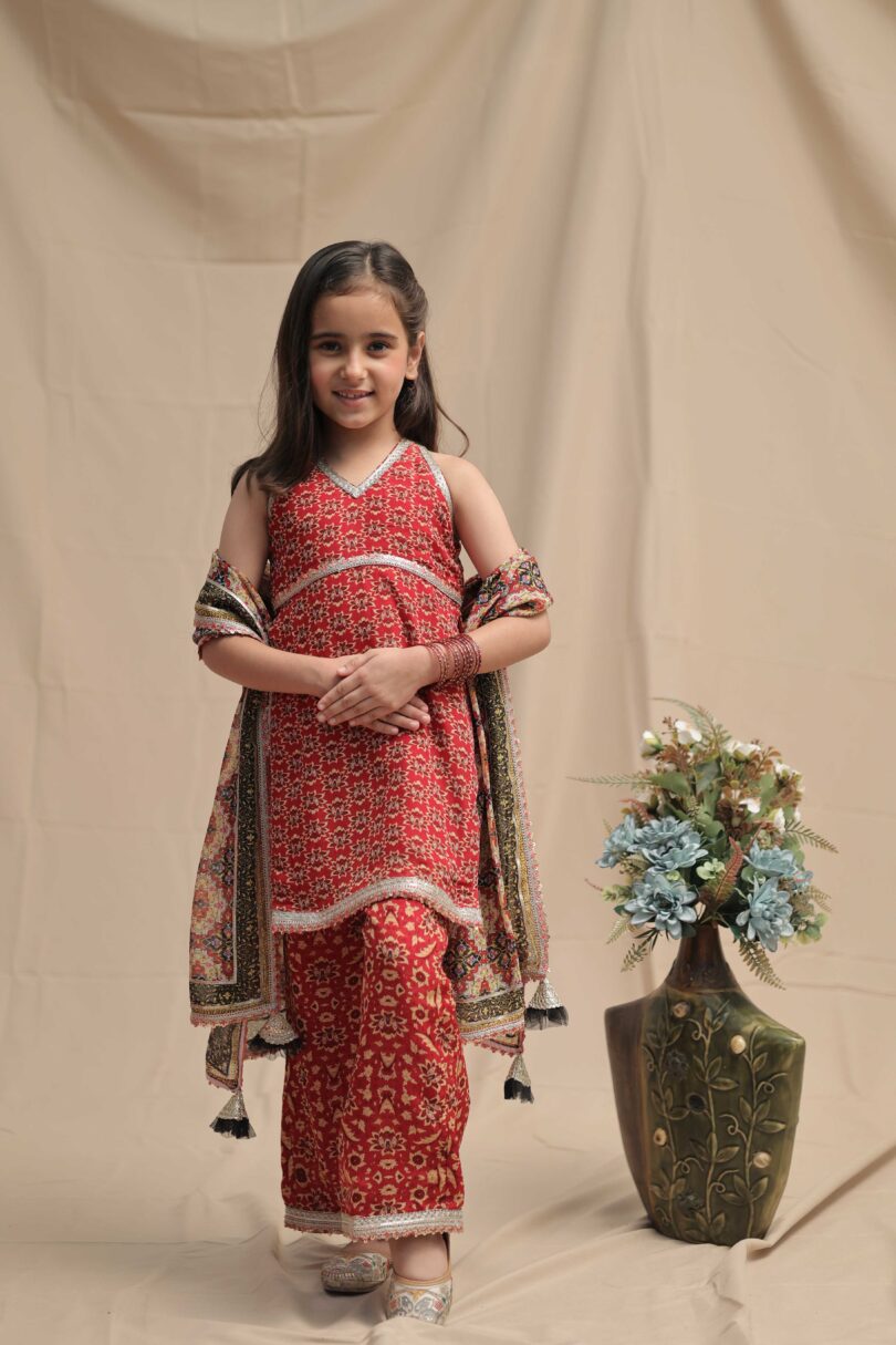 Red Kurta With Palazo Suit