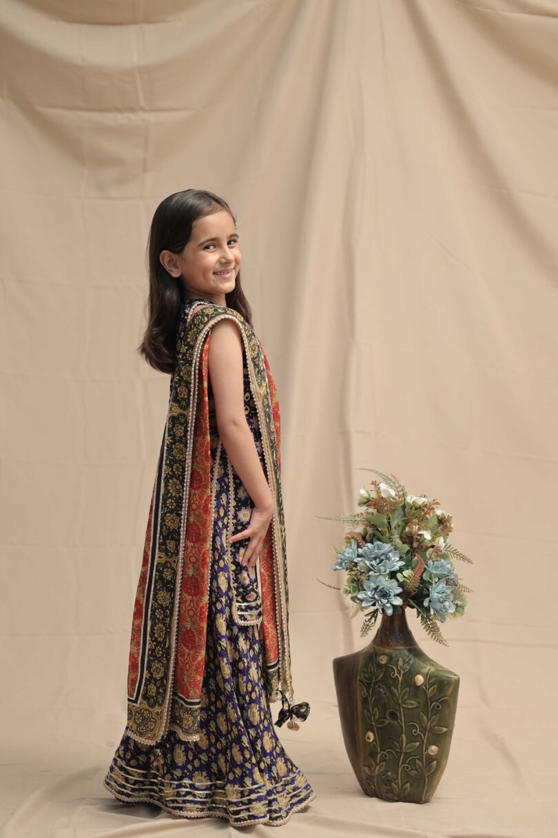 Blue Long Kurta With Sharara Suit - Image 2