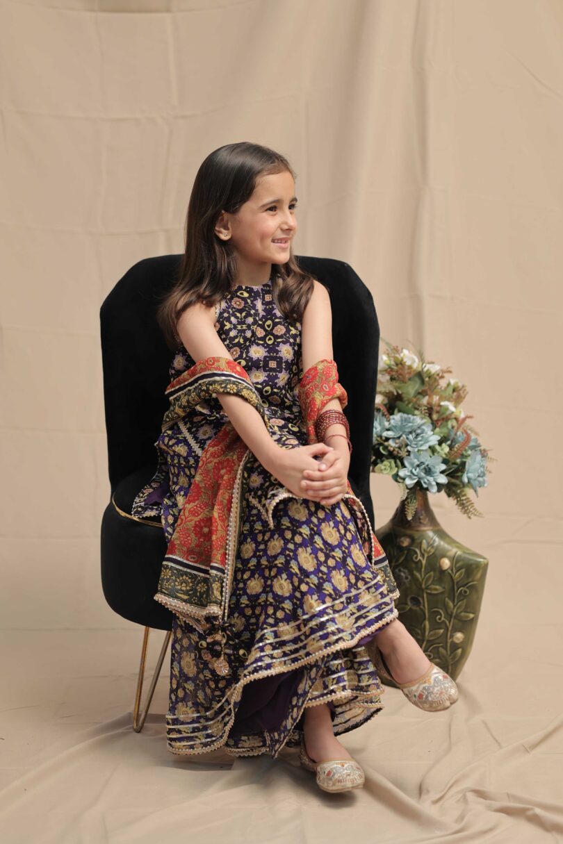 Blue Long Kurta With Sharara Suit - Image 4