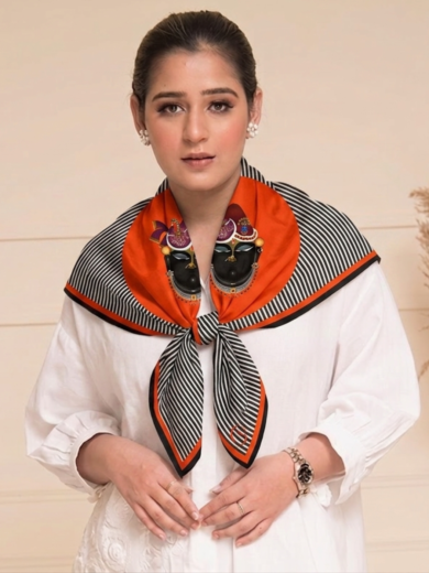 Pratima Shree Nathji Print Silk Scarf
