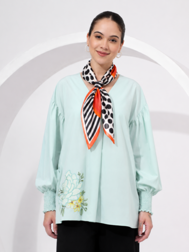 Modern Muse Geometric Print Silk Scarf