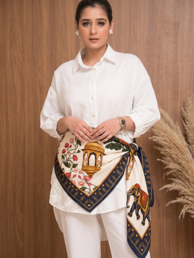 Rajangani Heritage Print Silk Scarf