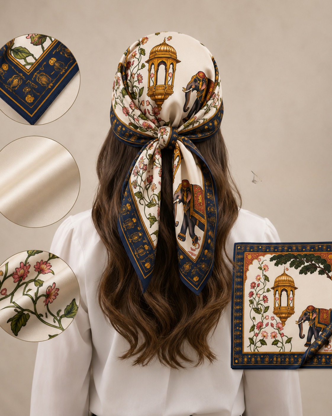 Rajangani Heritage Print Silk Scarf