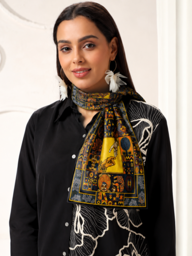 designer folk art silk scarf