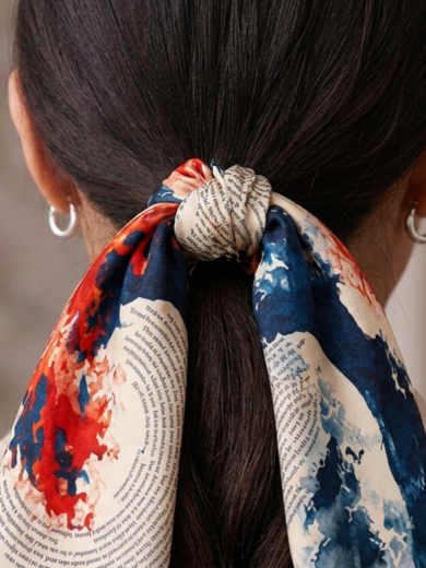 bstract print silk scarf